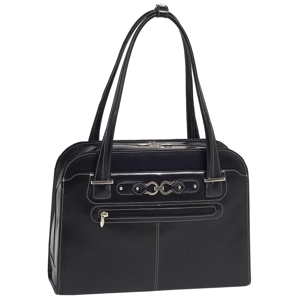 McKlein&reg; Oak Grove 96635 Black Leather Fly-Through&#8482; Checkpoint-Friendly Ladies' Briefcase