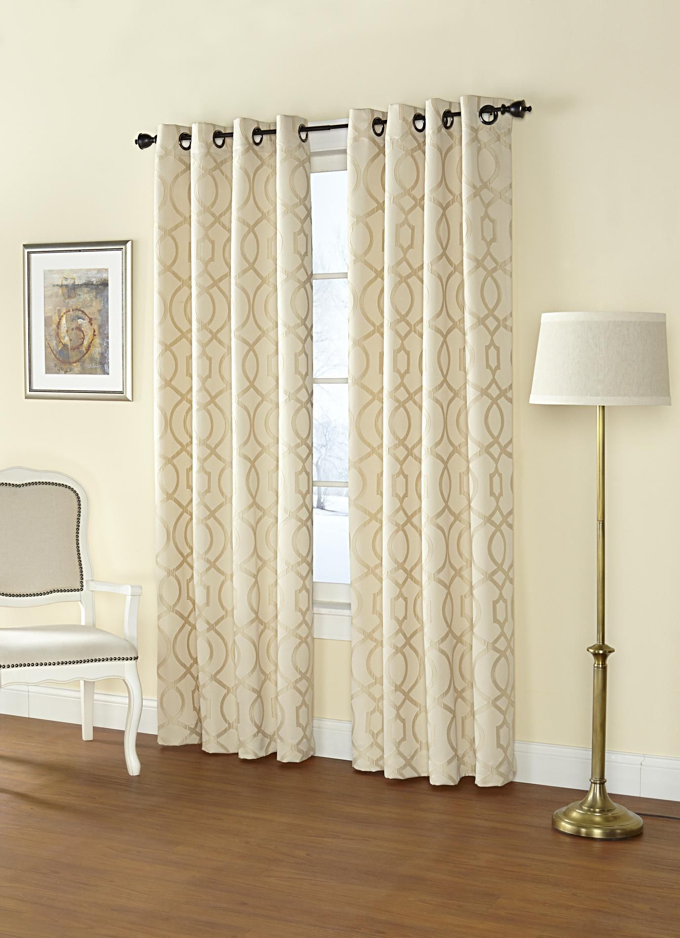Regal Home Jacquard Grommet-Top Single Curtain Panel