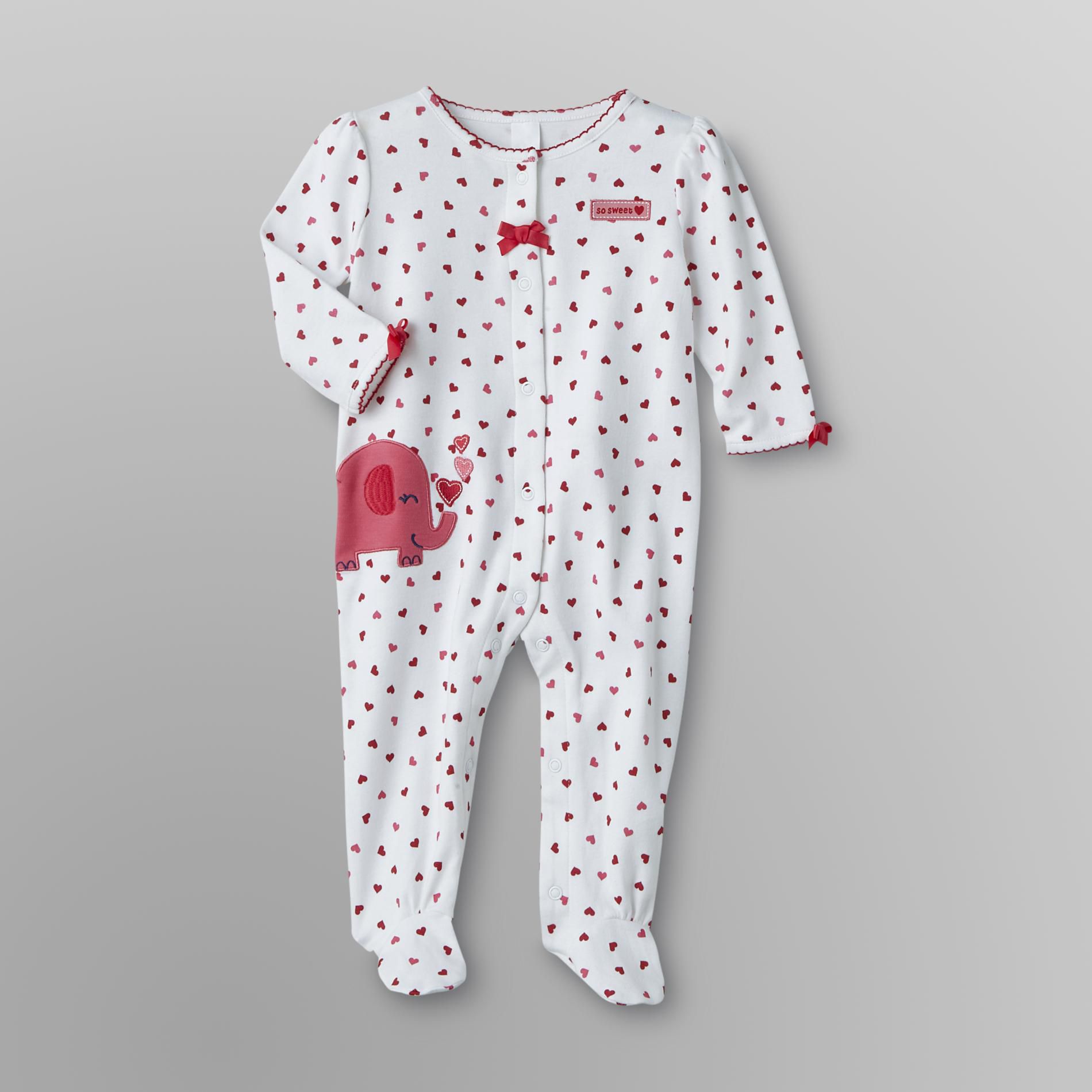 Little Wonders Infant Girls Footed Pajamas - Hearts