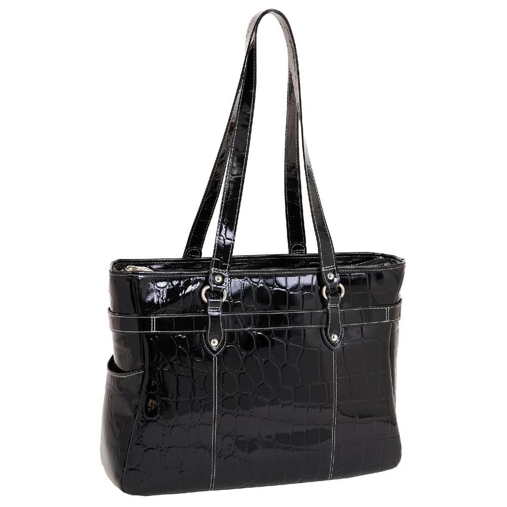 Siamod Serra 35265 Black Leather Ladies&#8217; Laptop Tote