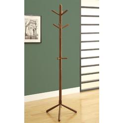 Monarch Specialties Coat Rack, Hall Tree, Free Standing, 9 Hooks, Entryway, 69"H, Bedroom, Wood, Brown, Contemporary, Modern