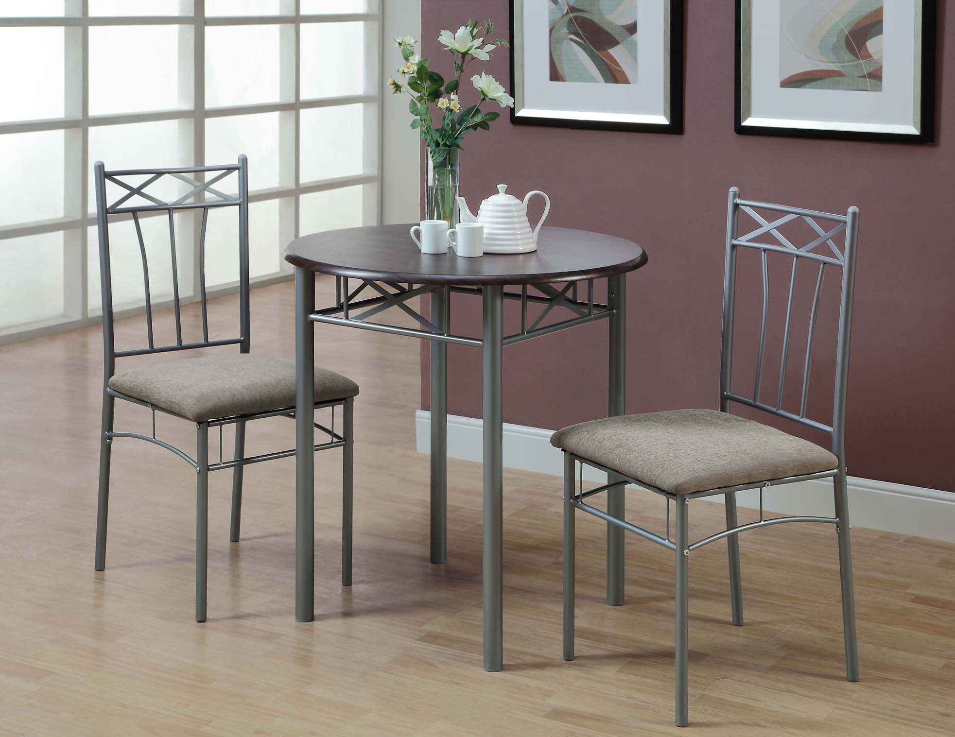 Monarch Specialties DINING SET - 3PCS SET / CAPPUCCINO ...