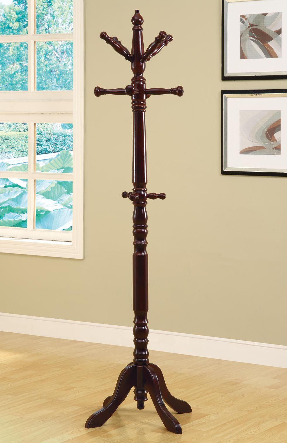 Monarch Specialties COAT RACK - 73"H / CHERRY WOOD TRADITIONAL STYLE