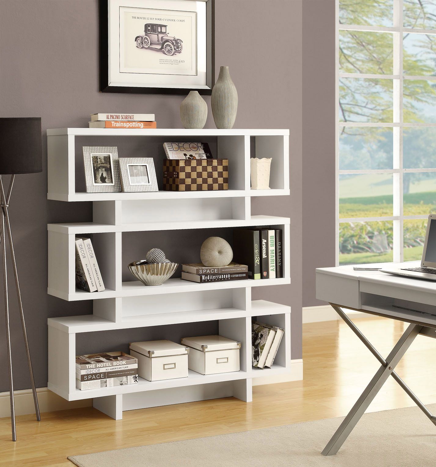 Monarch Specialties BOOKCASE - 55"H / WHITE MODERN STYLE