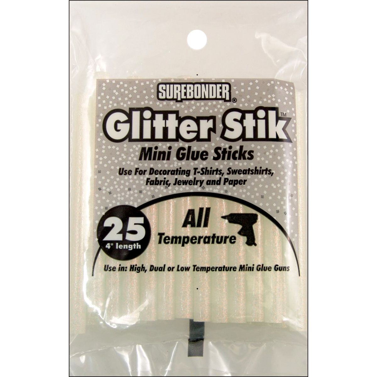 Mini Glue Sticks 4" 25/Pkg Opal/Glitter