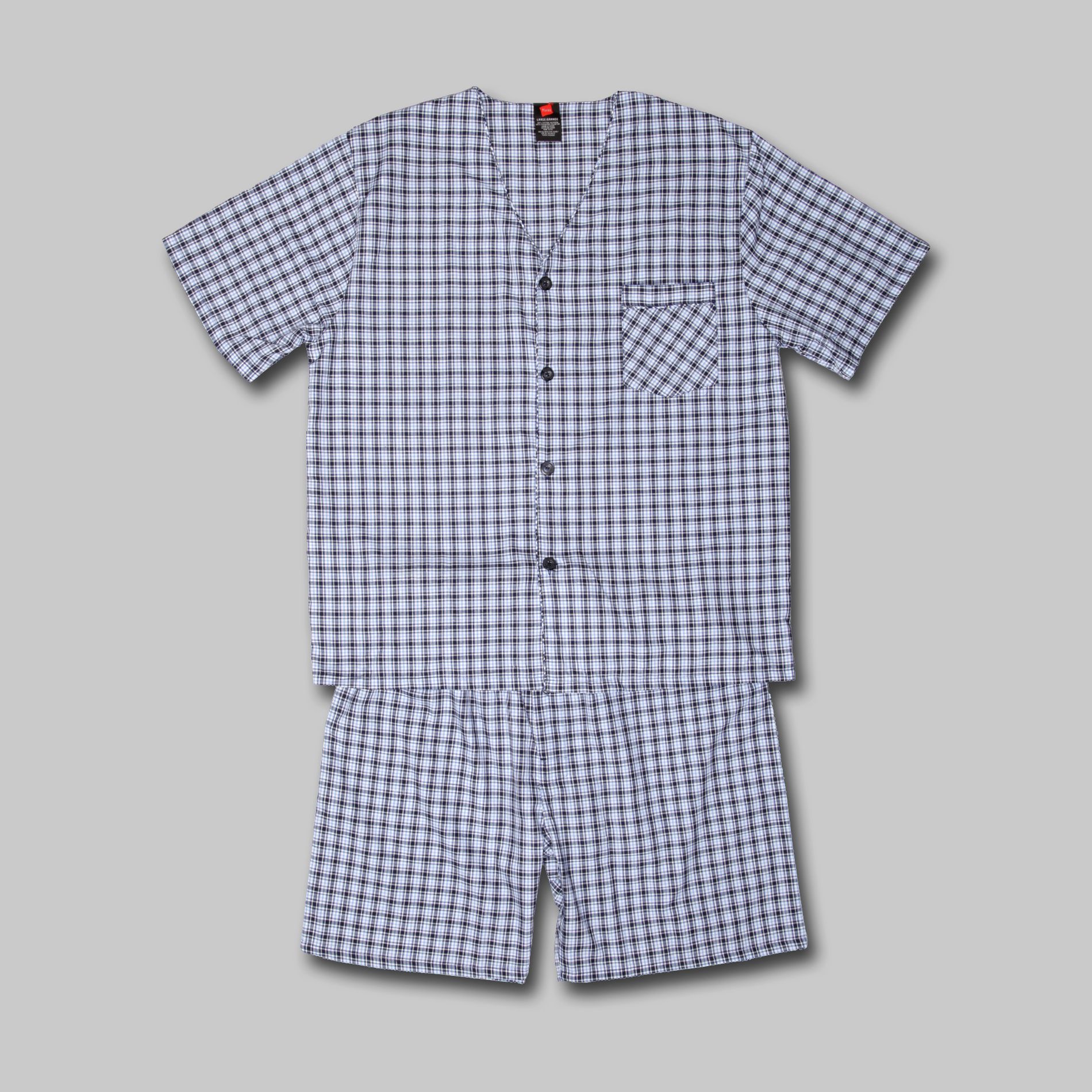 petite Hanes Men’s Pajamas Short Sleeve Woven 2-Piece, Size: Large, Blue Plaid petite Hanes Men’s Pajamas Short Sleeve Woven 2-Piece, Size: Large, Blue Plaid