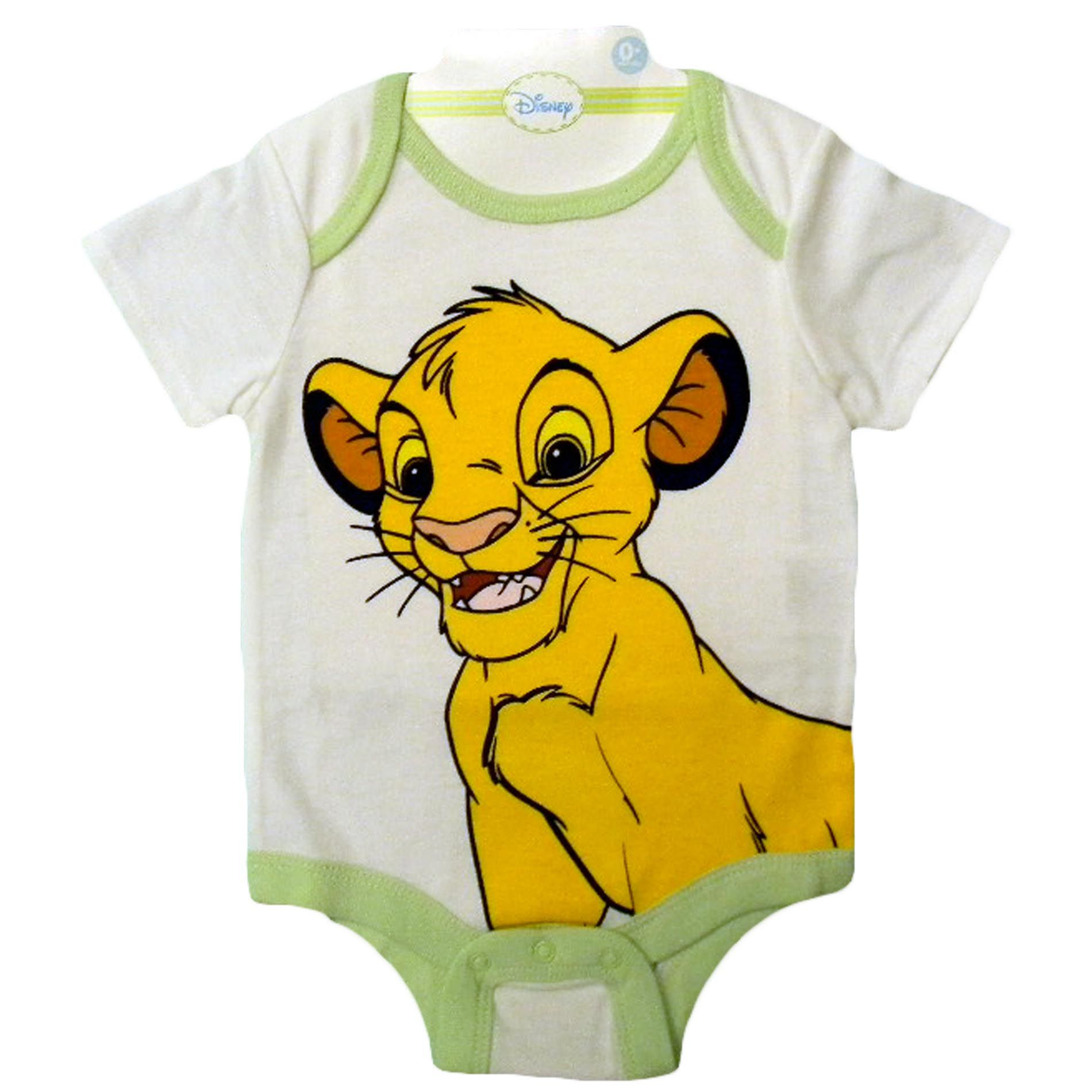 Disney Newborn Boy&#8217;s Bodysuit Simba Short Sleeve Snap Closure Yellow/Green/White