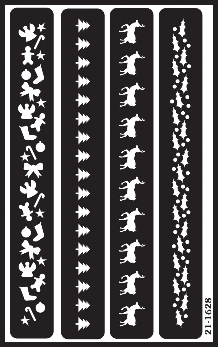 Over 'n' Over Reusable Glass Etching Stencils 5"X8" 1/Pkg-Christmas Borders
