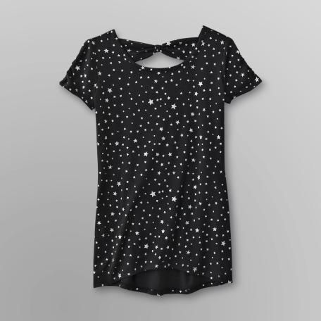 Basic Editions Girl's Bow Back Top - Stars