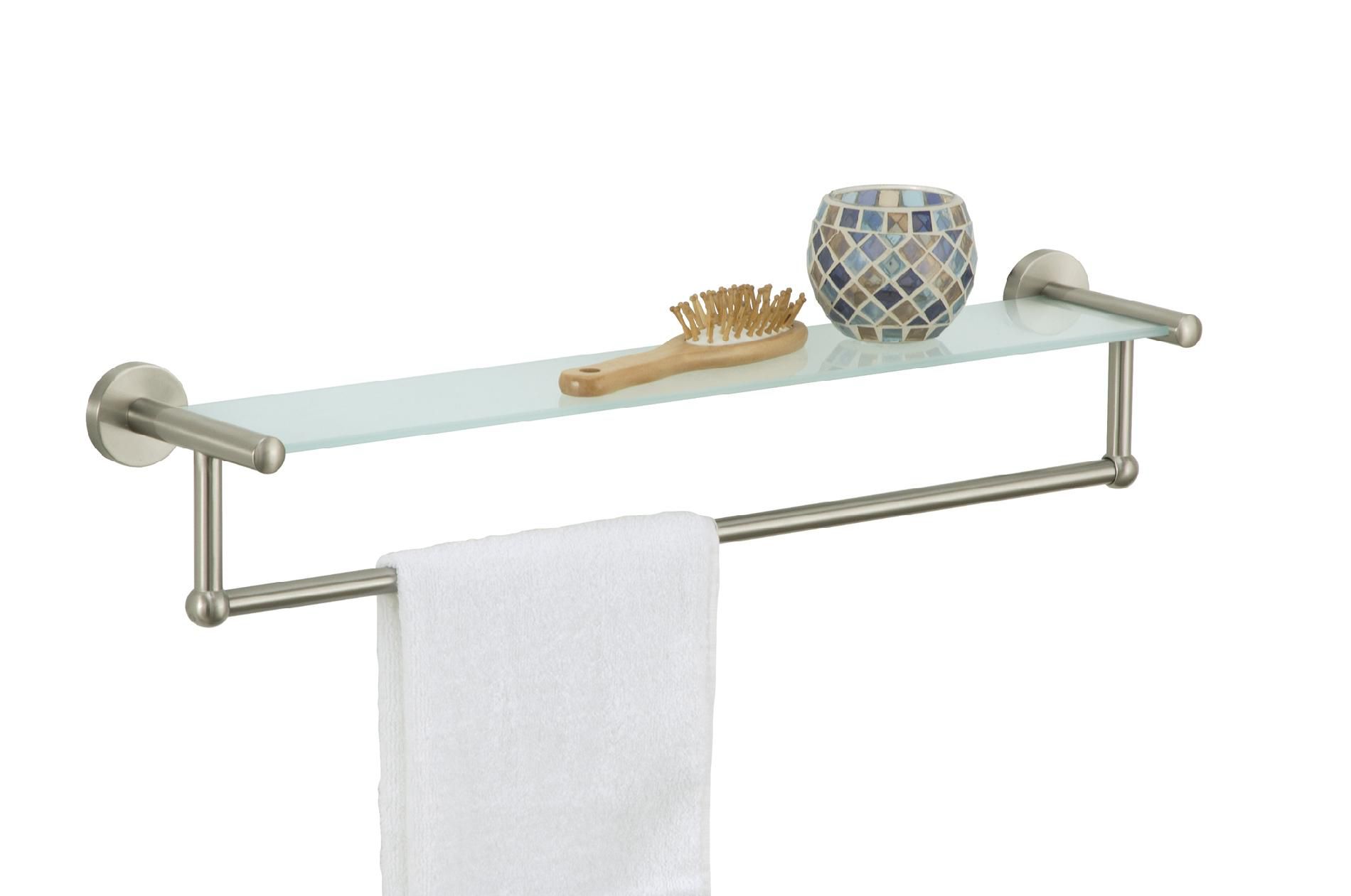 Neu Home Satin Nickel  Shelf with Towel Bar