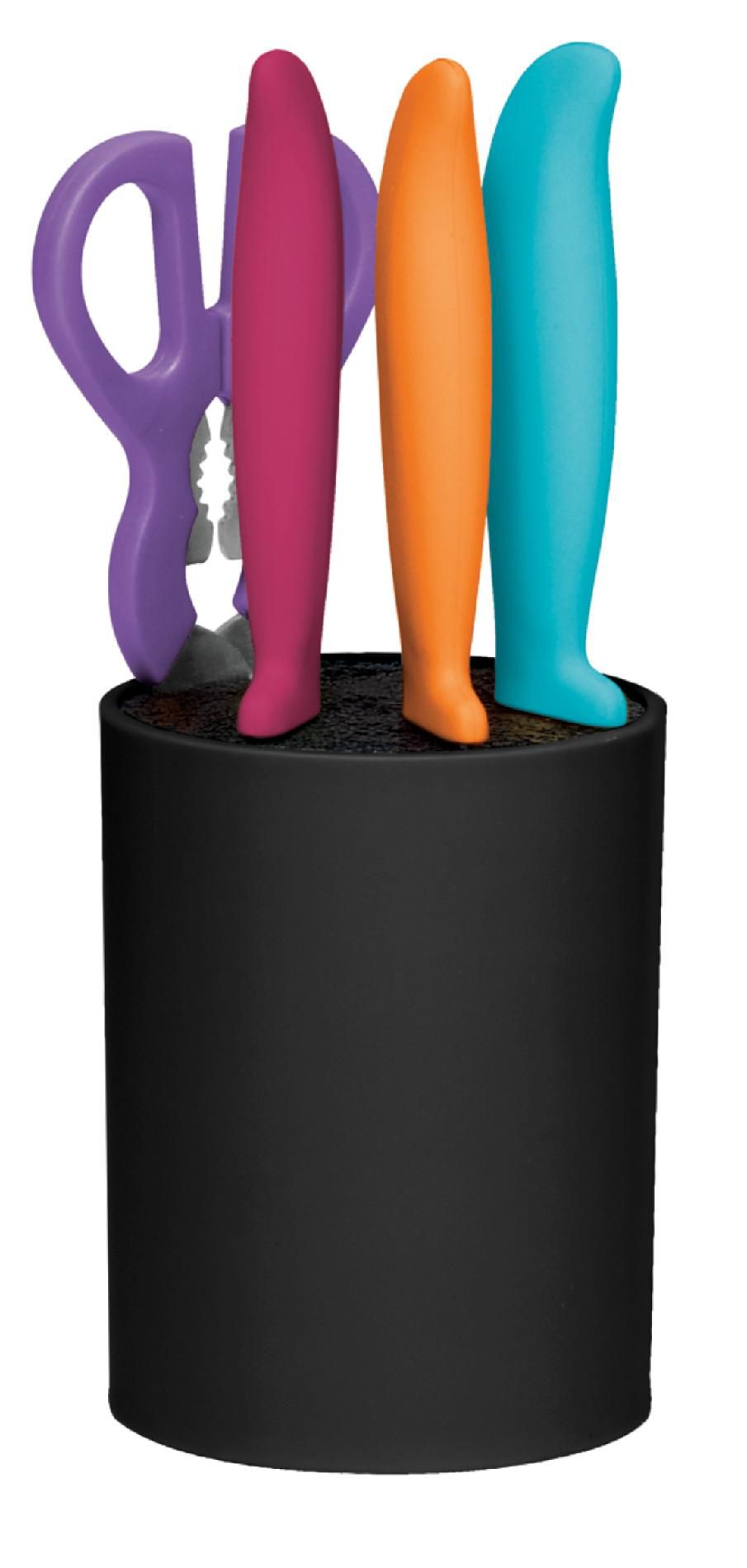 Farberware 5 Piece Multicolor Resin Universal Block Set, Black