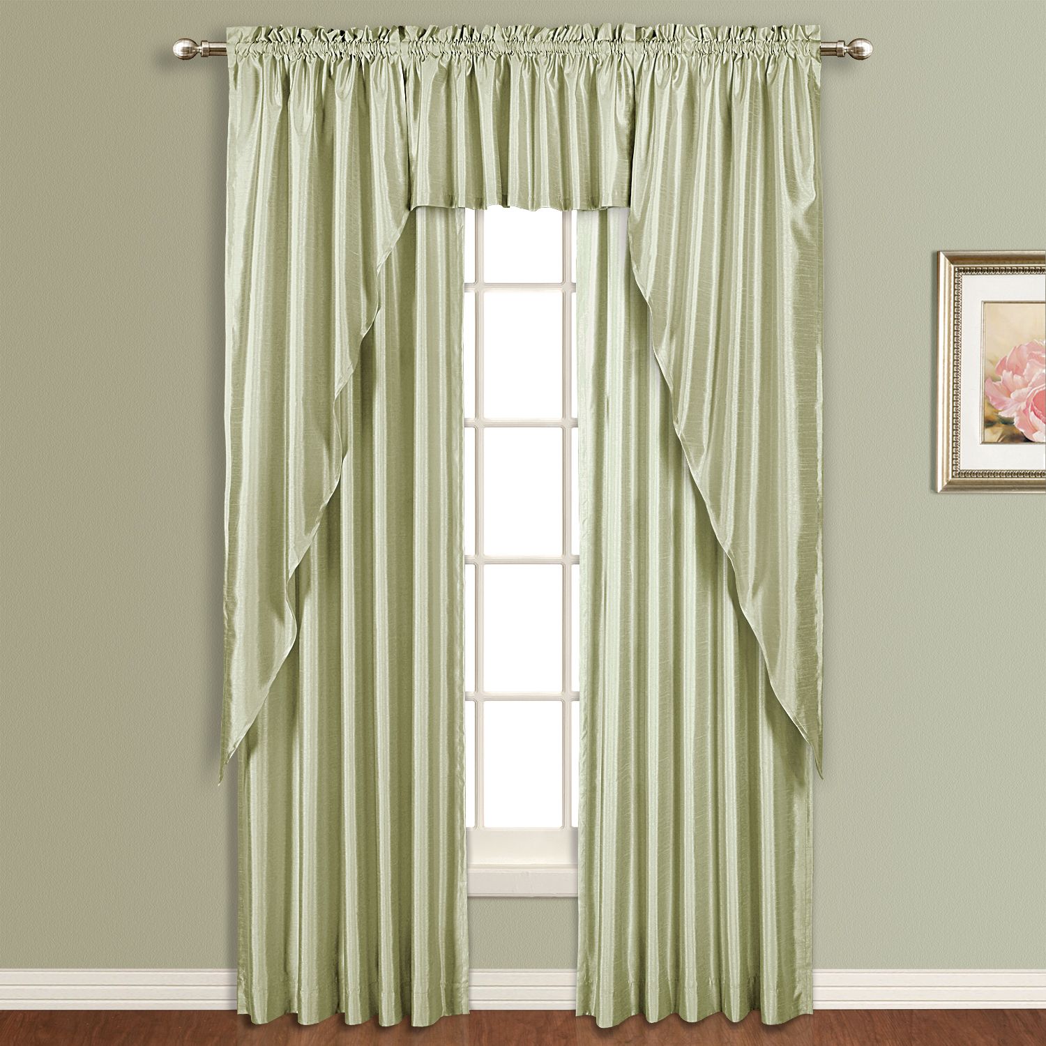 United Curtain Company Anna 54 X 84 faux silk panel: white, natural, sage, taupe, blue, gold, burgundy & chocolate