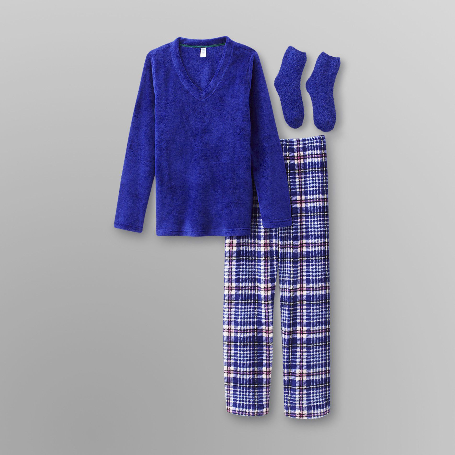 Laura Scott Women's Fleece Pajamas & Socks - Plaid