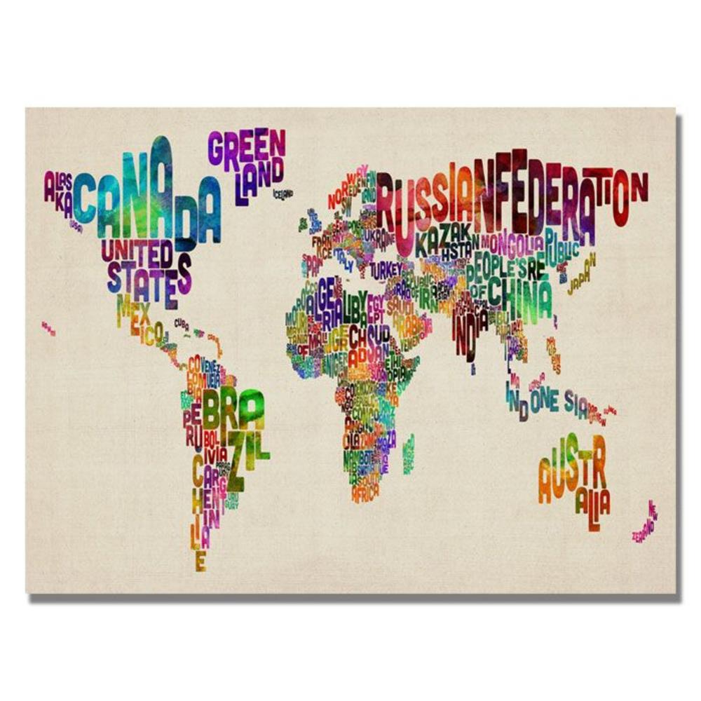 Trademark Global Michael Tompsett 'Typography World Map II' Canvas Art