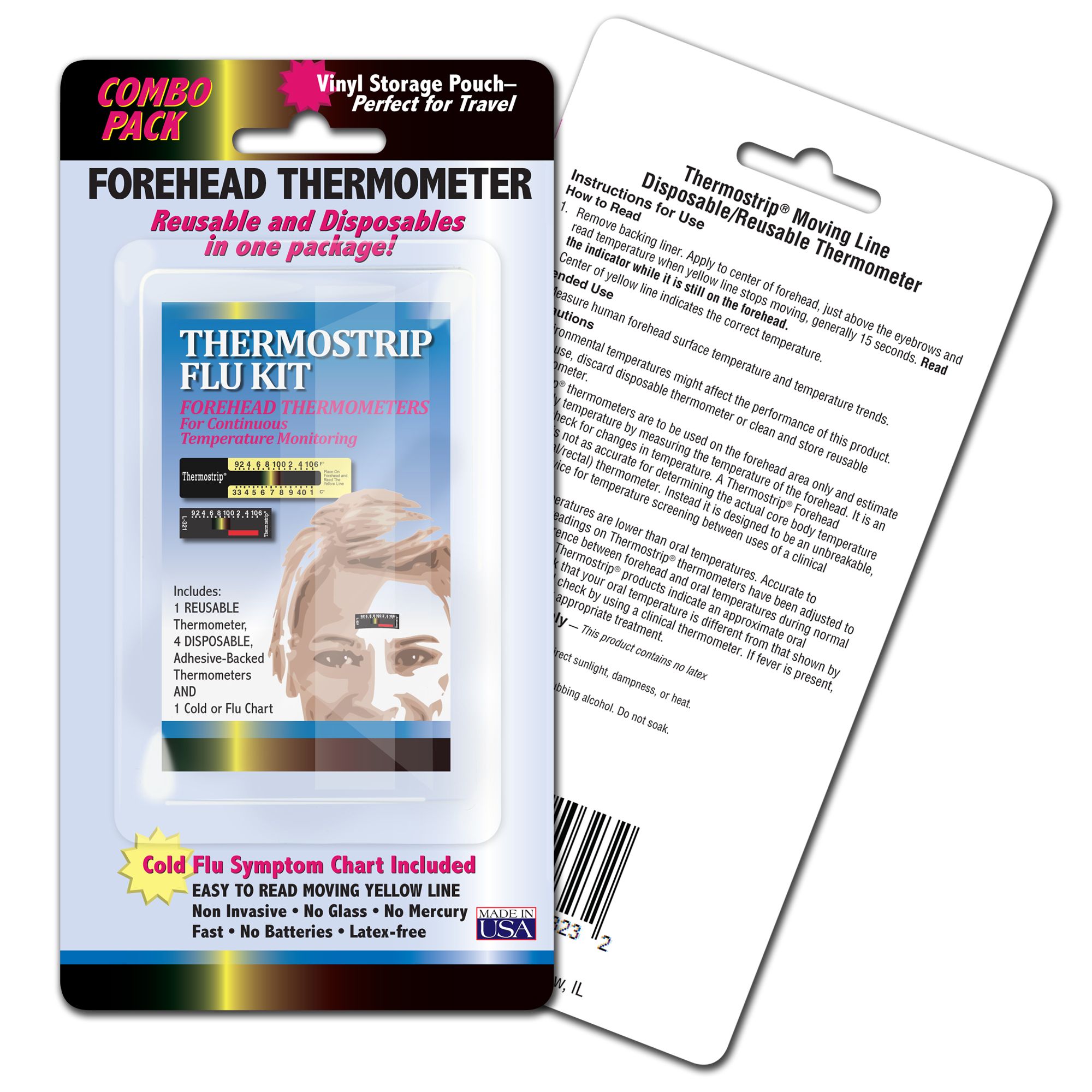 LCR Hallcrest Forehead Thermometer/Flu Kit  3pk