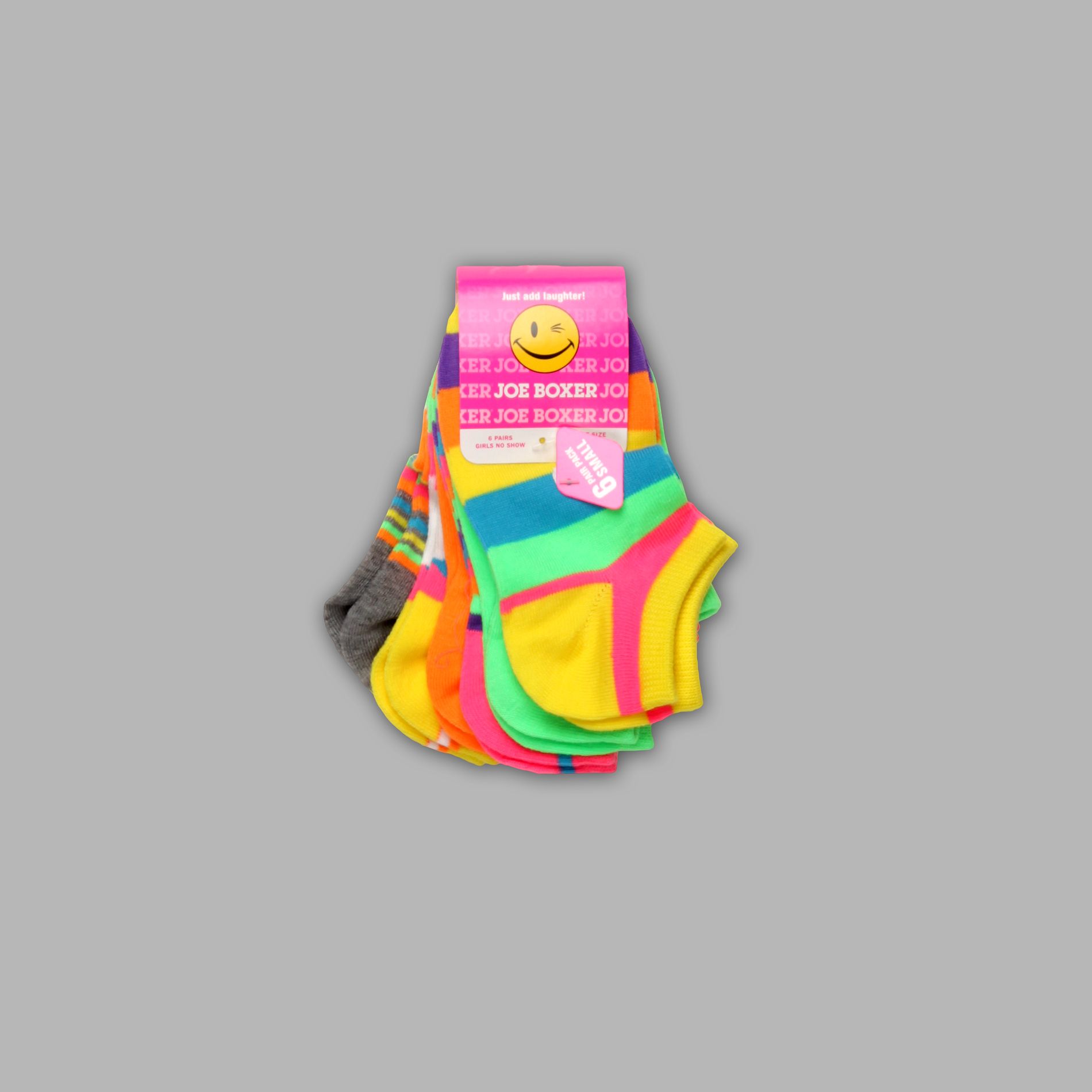 Joe Boxer Girl&#8217;s Socks Ankle 6-Pack Neon Pattern
