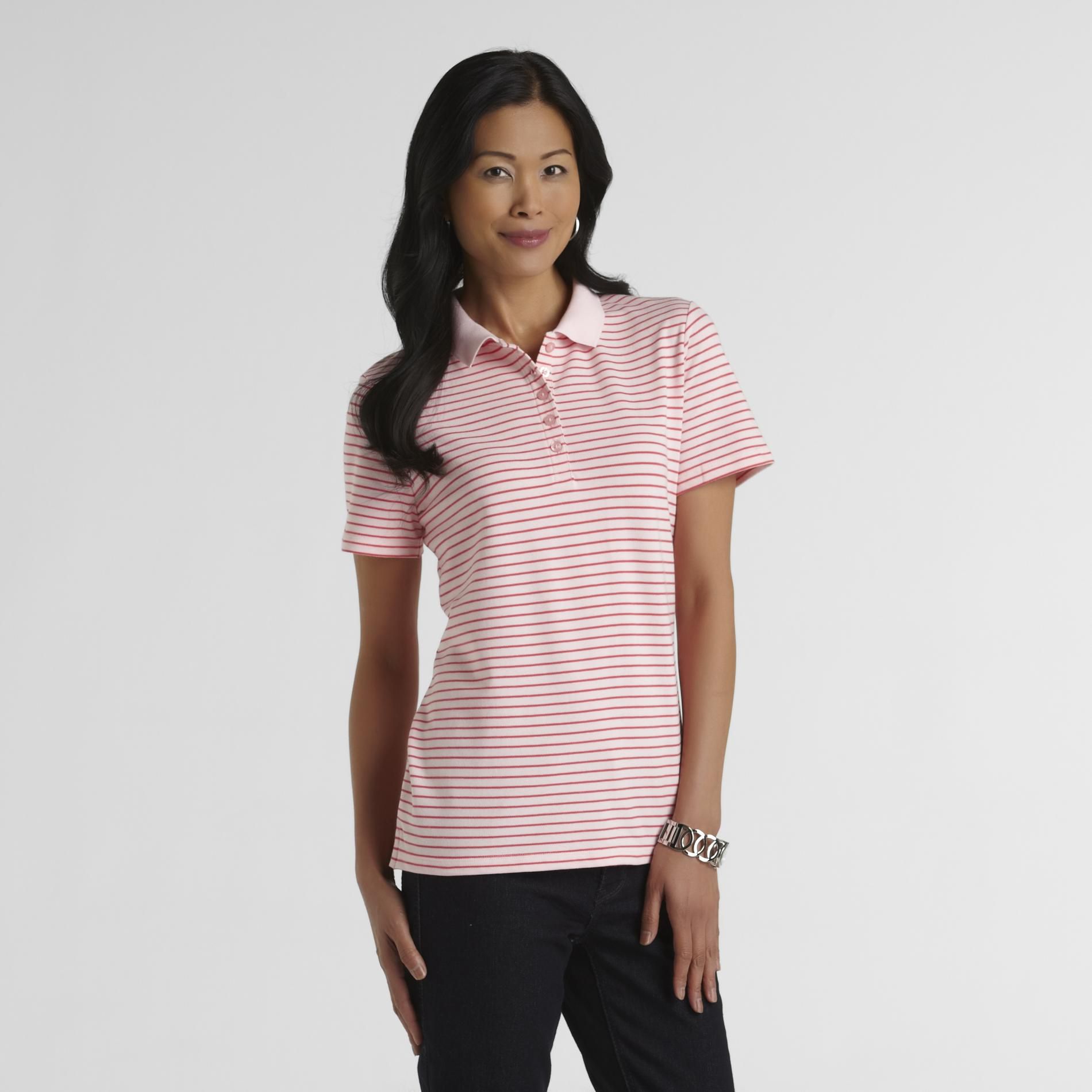 Laura Scott Women's Pique Polo Shirt - Striped