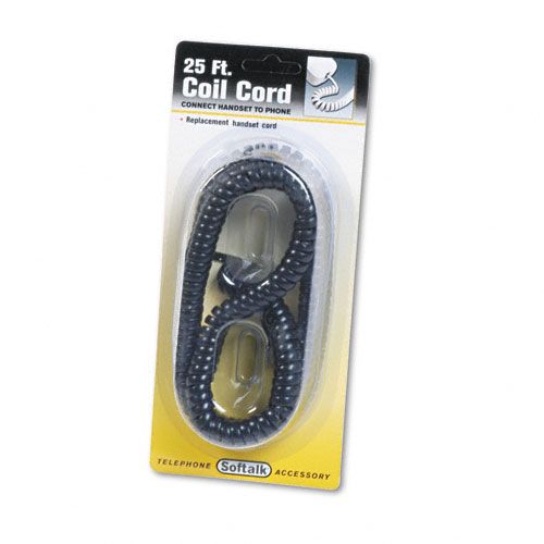Softalk SOF42261 Coiled Phone Cord, 25ft, Black