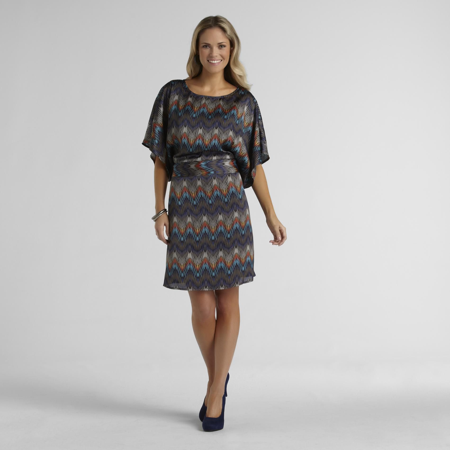 JBS Women's Satin Belted Dress - Colored Waves | Shop Your Way: Online ...