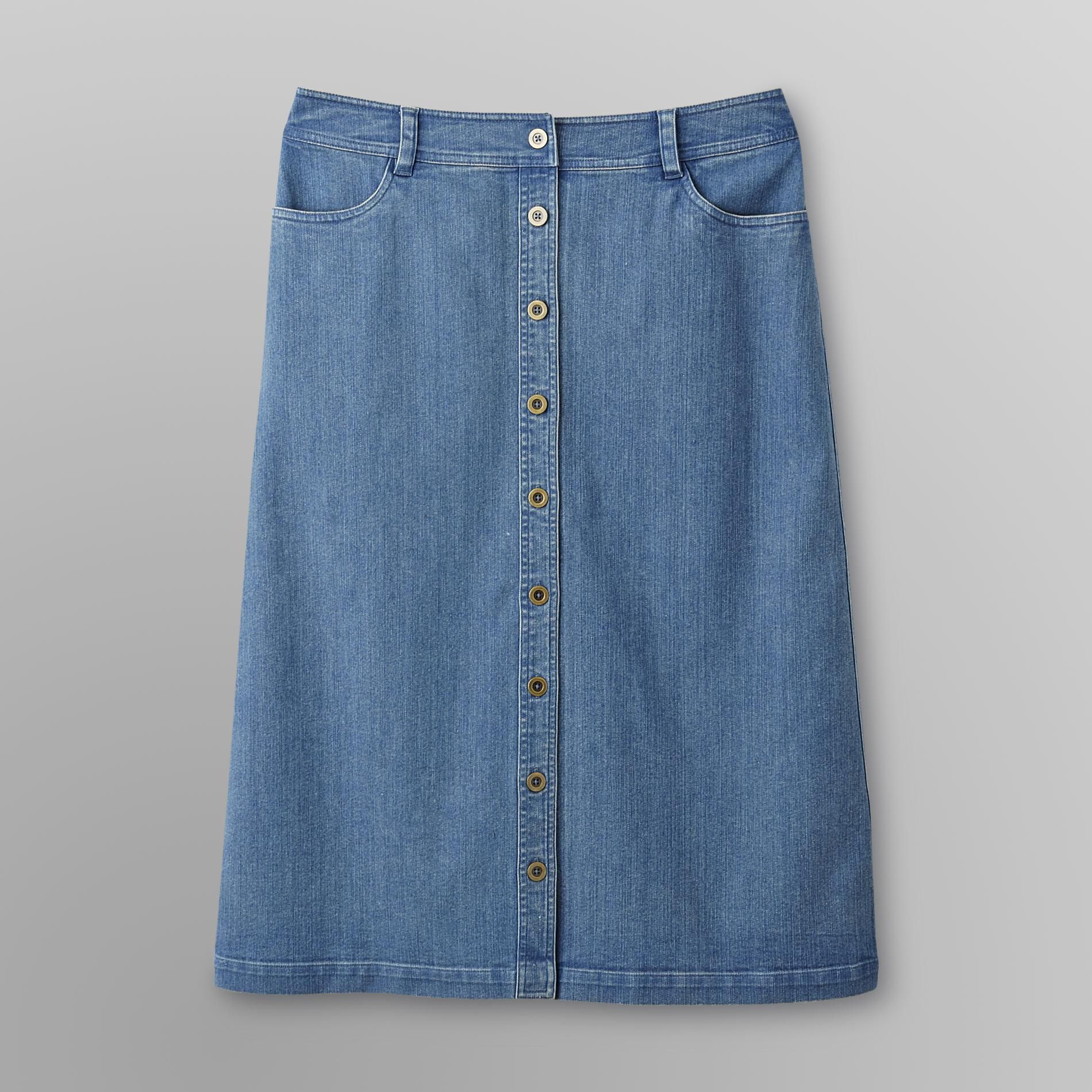 Laura Scott Women's Button-Front Denim Skirt