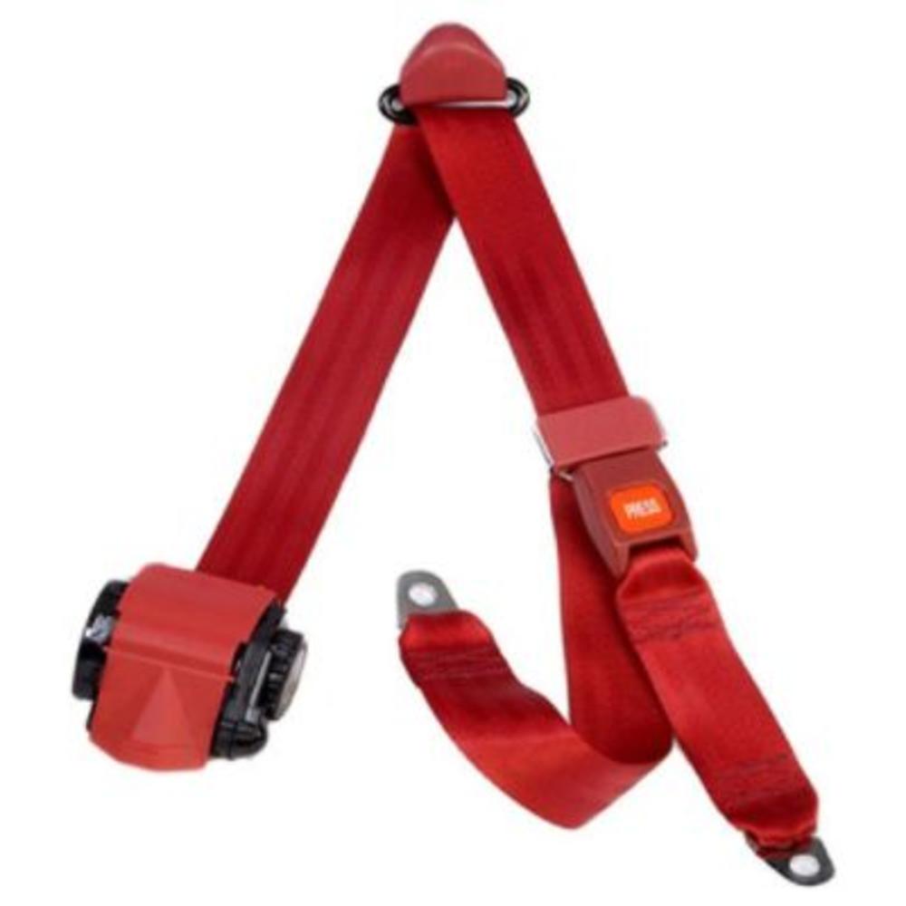 Beams Retractable 3 Point Push Button Lap & Shoulder Belt With 20 Inch Buckle Side Strap