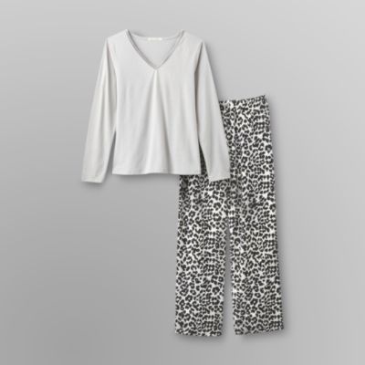 Jaclyn Smith Women's Plus Knit Pajamas - Leopard Print