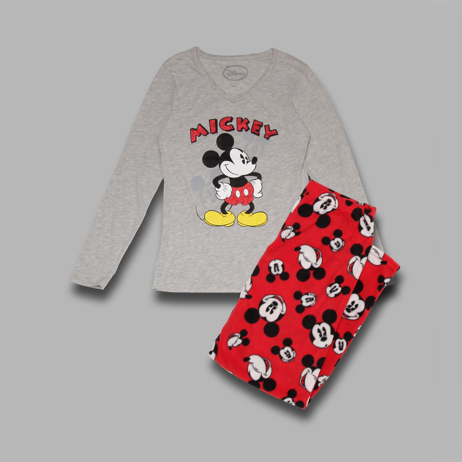 Disney Women&#8217;s Pajamas Top/Pants Set 2-Piece Mickey Yellow/Black - Plus Sizes Available