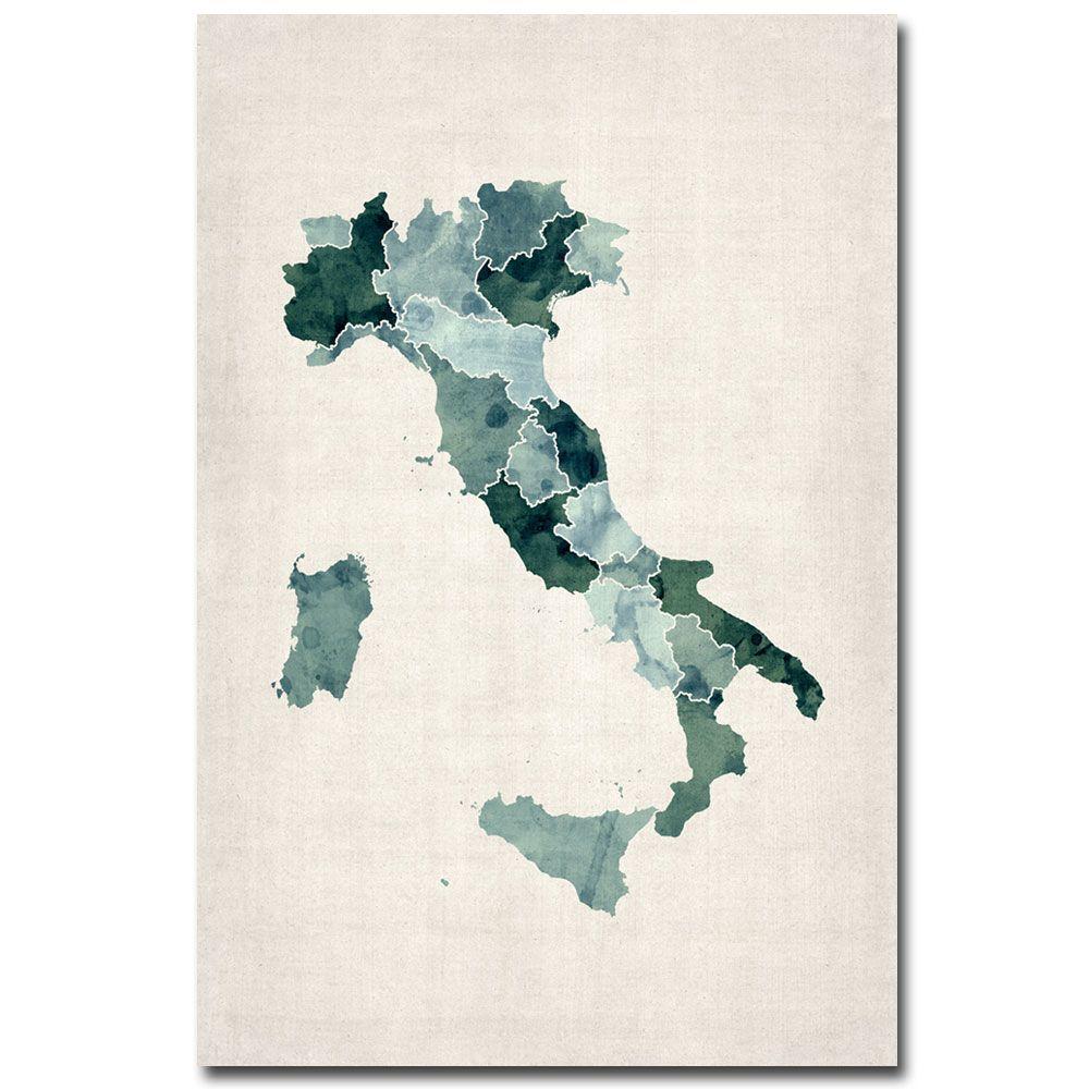 Trademark Global Michael Tompsett 'Italy Watercolor Map' Canvas Art