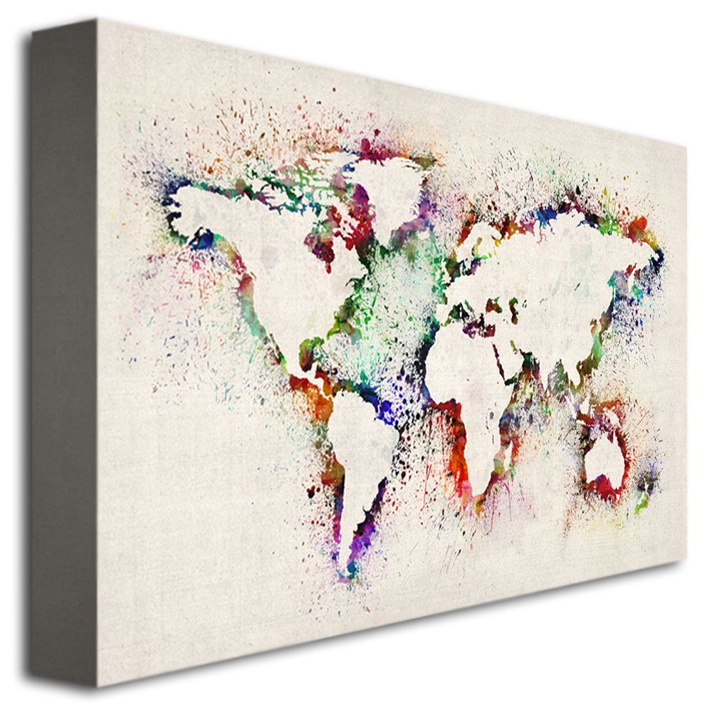 Trademark Global Michael Tompsett 'World Map - Paint Splashes' Canvas Art