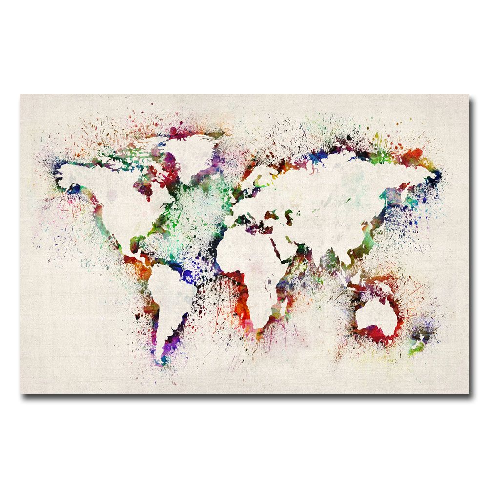 Trademark Global Michael Tompsett 'World Map - Paint Splashes' Canvas Art
