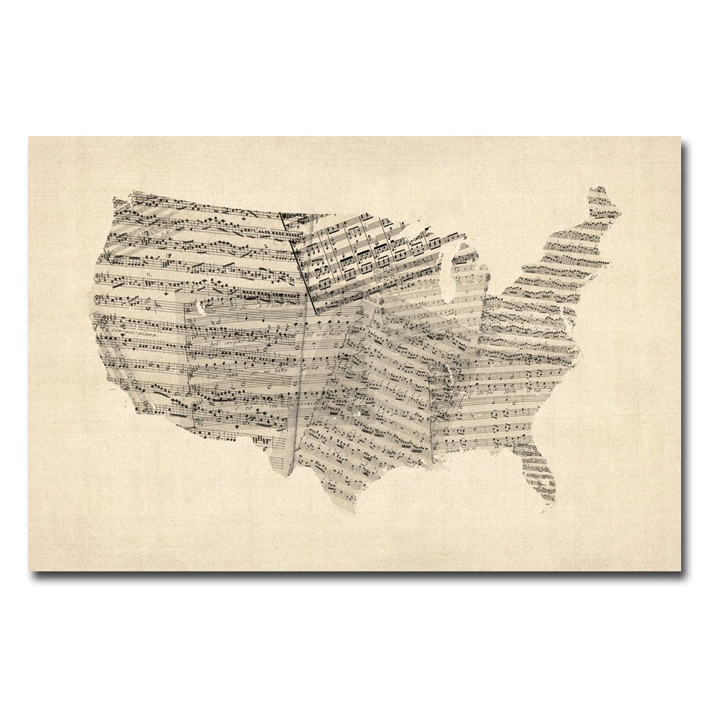 Trademark Global Michael Tompsett 'USA - Old Sheet Music Map' Canvas Art