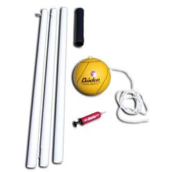 baden school quality tetherball set - soft-touch tetherball ball and rope with hook and snap lock, 10.5 ft height steel pole,