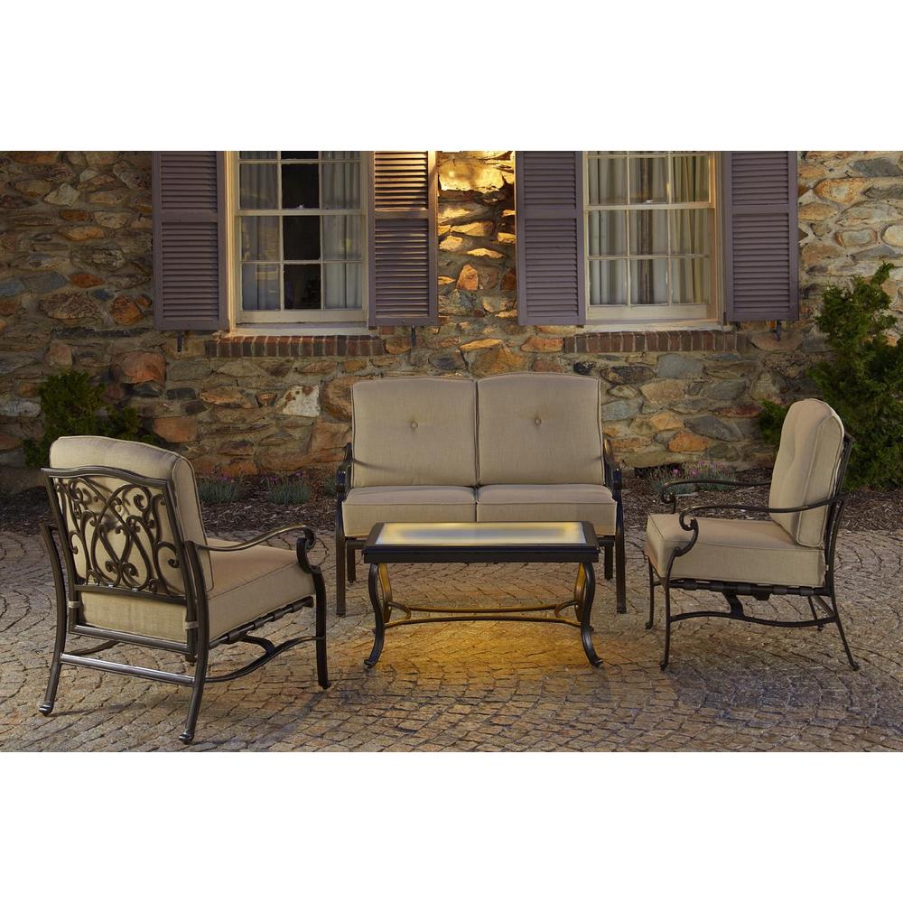 La-Z-Boy Outdoor Halley 4pc Seating Set with Lighted Table
