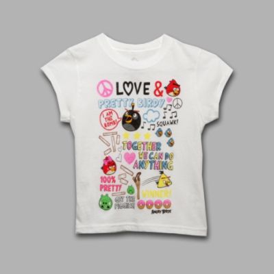 Angry Birds Girl&#8217;s Graphic Tee Peace Love