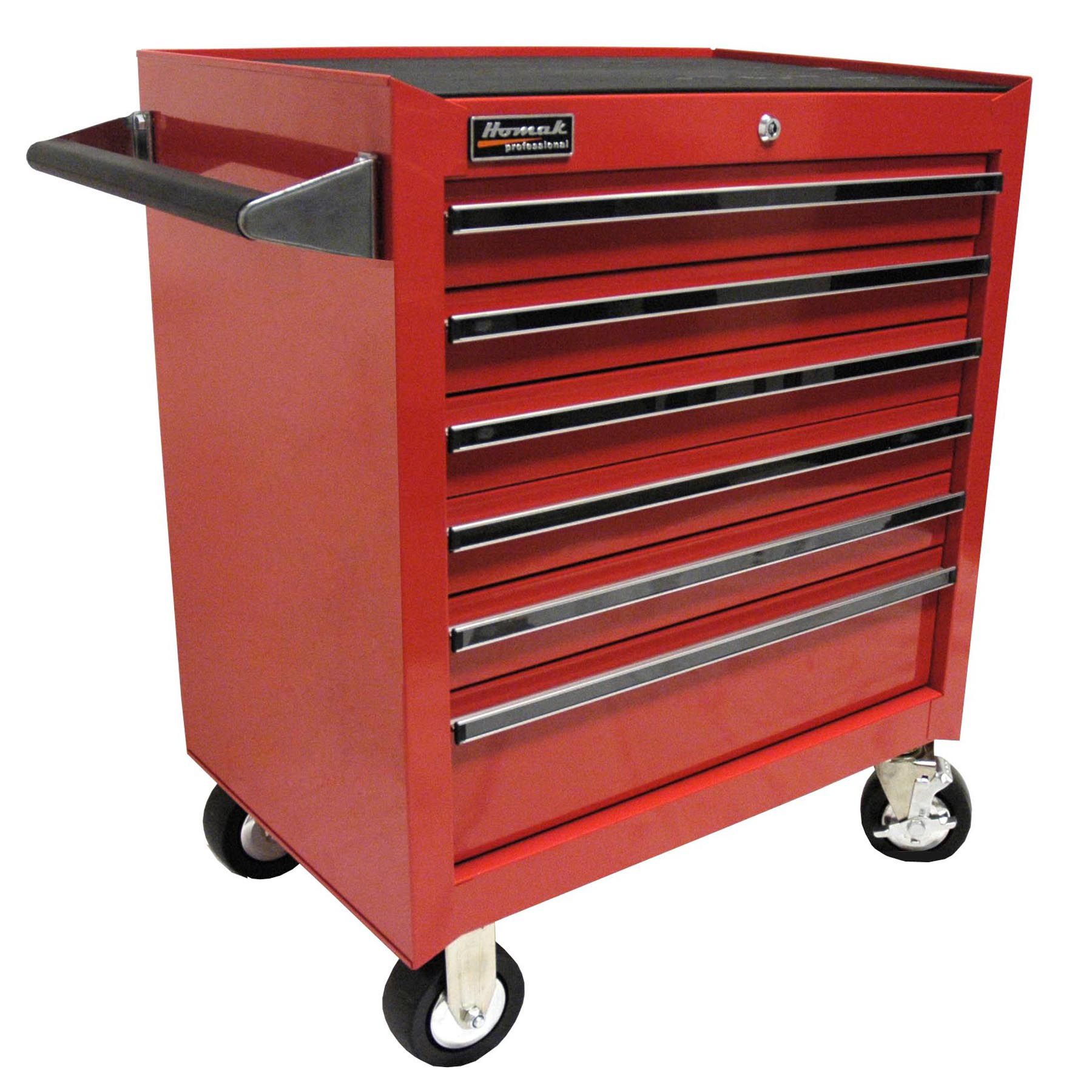 Homak 27 in Professional 6 Drawer Rolling Cabinet - Red