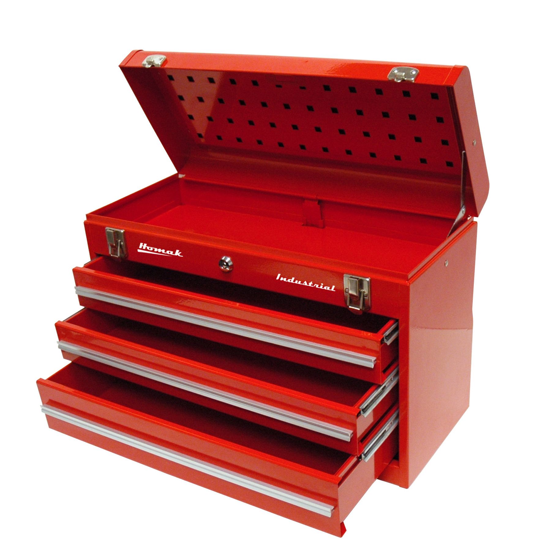 Homak 20in 3 Drawer Friction Toolbox - Red