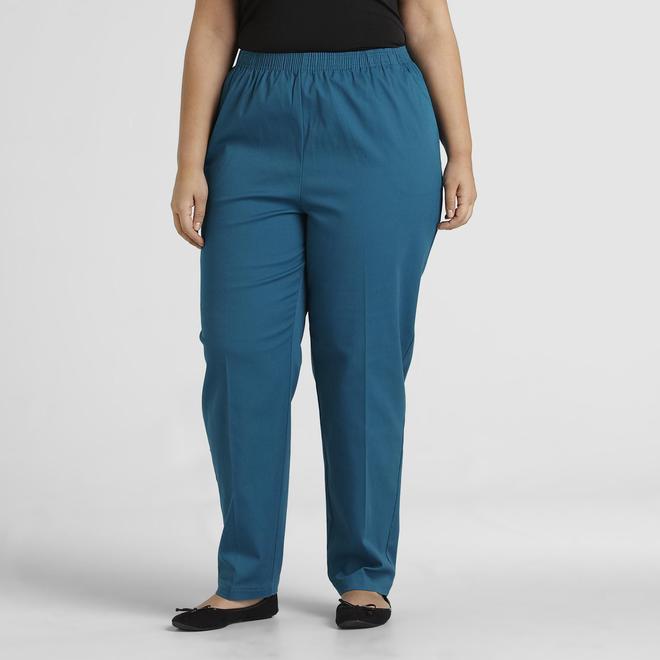 Laura Scott Women's Plus Elastic Waist Pull On Pant Twill Average Length