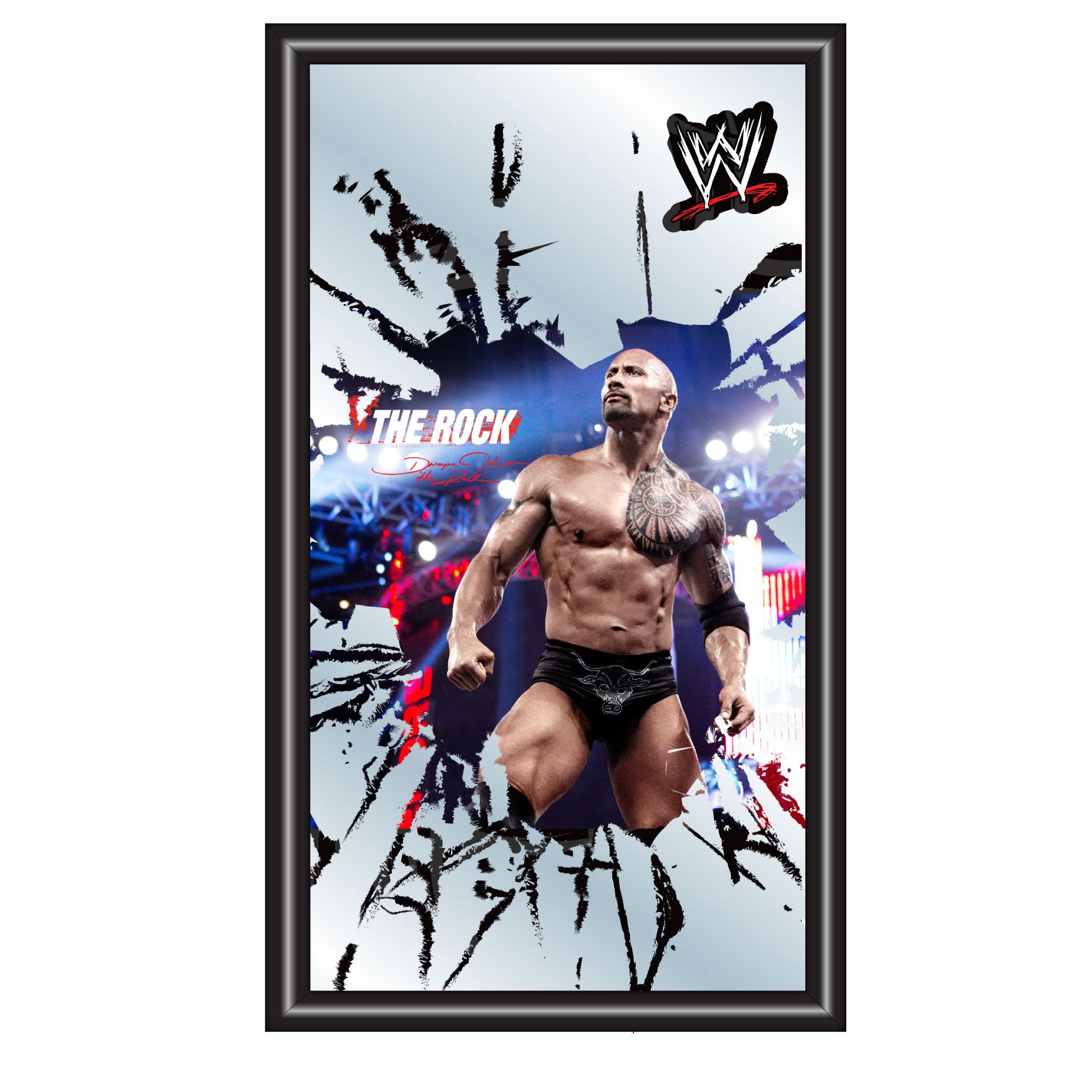 WWE The Rock Framed Logo Mirror