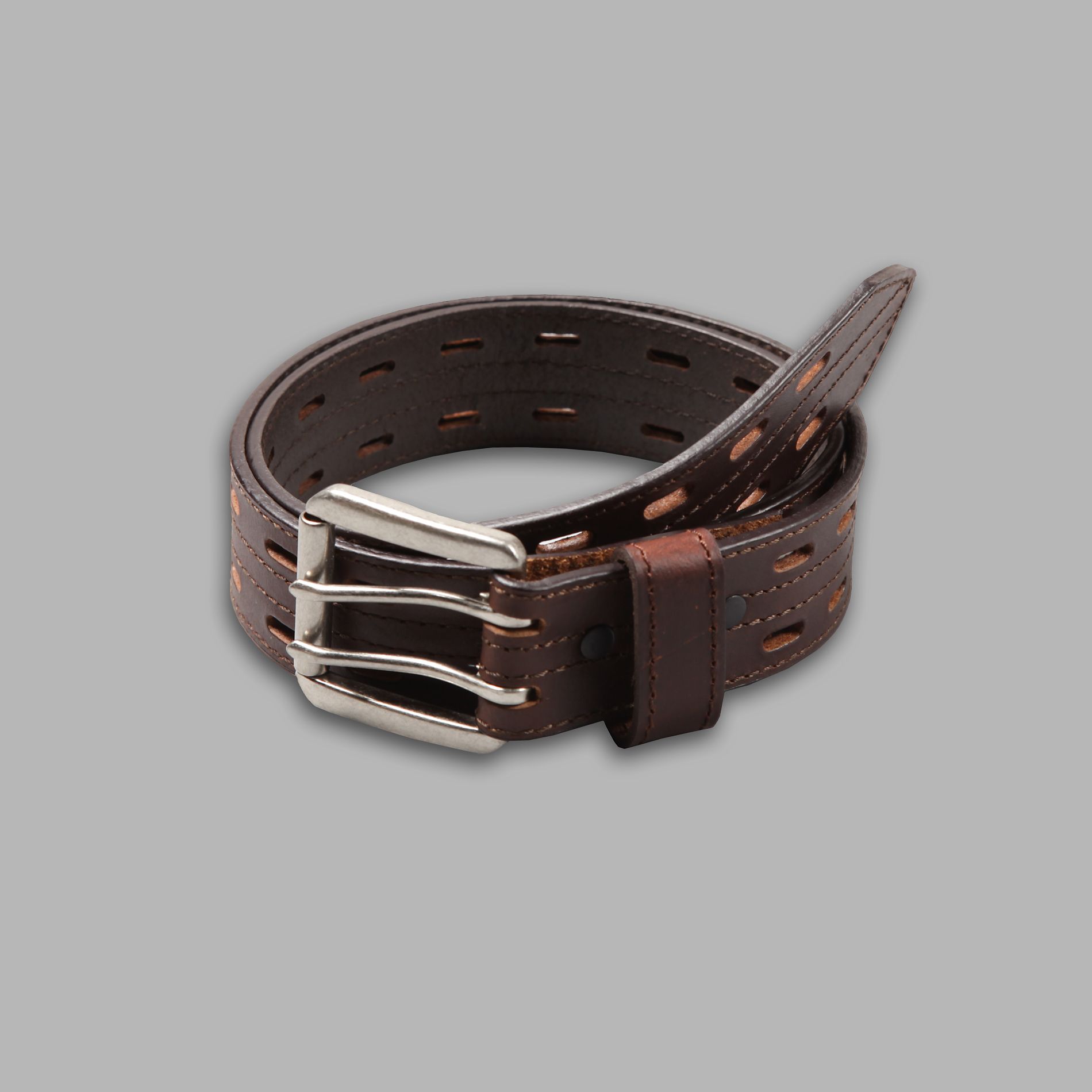 Route 66 Men's Double Tang Leather Belt