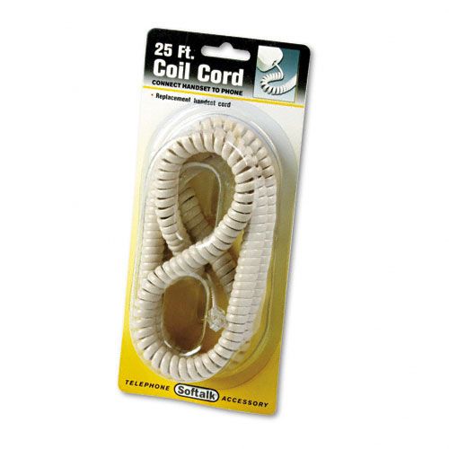 Softalk SOF42265 Coiled Phone Cord, 25ft, Ivory