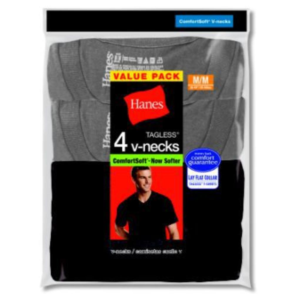 Hanes Men's V Neck Tee Shirts Dyed Black/Grey