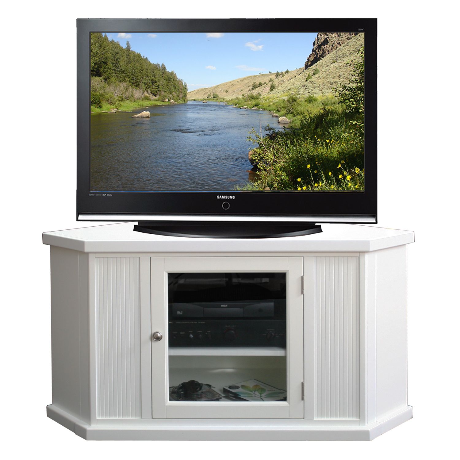 Leick Riley Holliday 46" Corner TV Stand - White