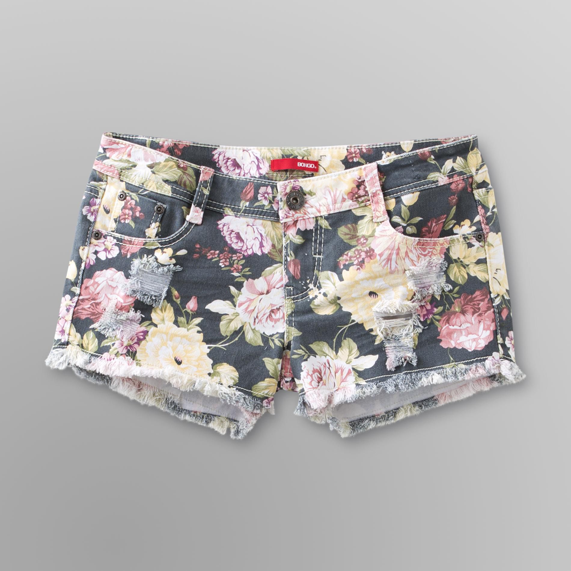 Bongo Junior's Distressed Denim Shorts - Floral