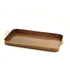 Old Dutch International old dutch oblong antique copper tray with cast brass handles, 24" x 15" x 2"