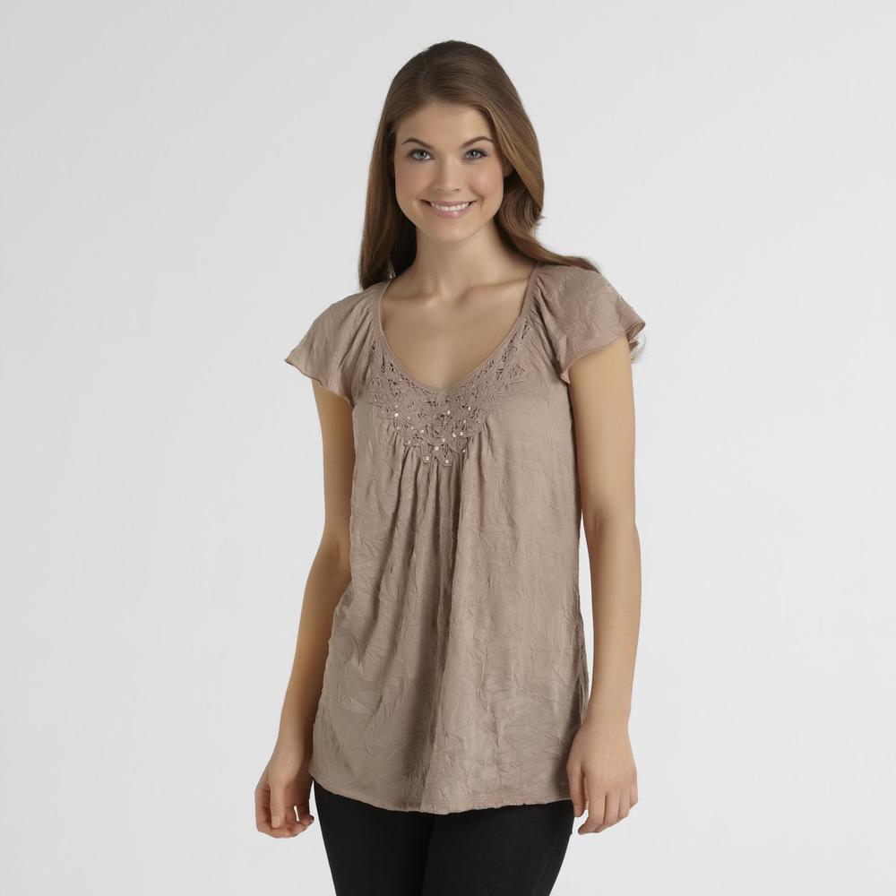 French Laundry Women's Sequin Crinkle Tunic Top