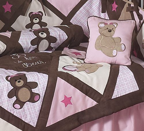 Sweet Jojo Designs  Teddy Bear Pink Collection 9pc Crib Bedding Set