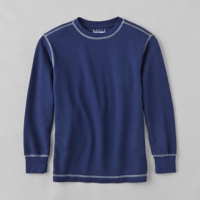 Basic Editions Boy's Solid Thermal Crew Neck Shirt