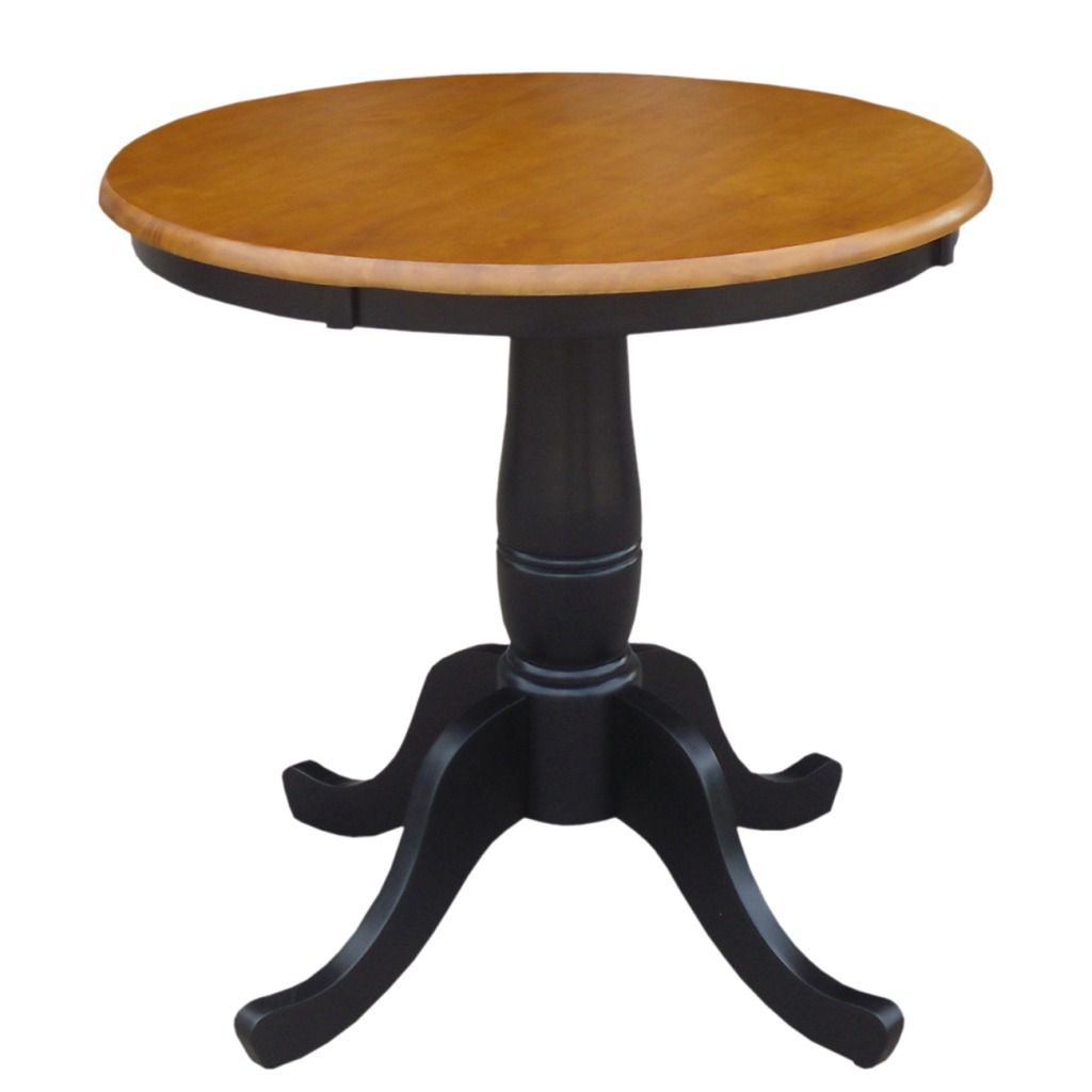 International Concepts Black/Cherry 30" Round Top Ped Table 30" High