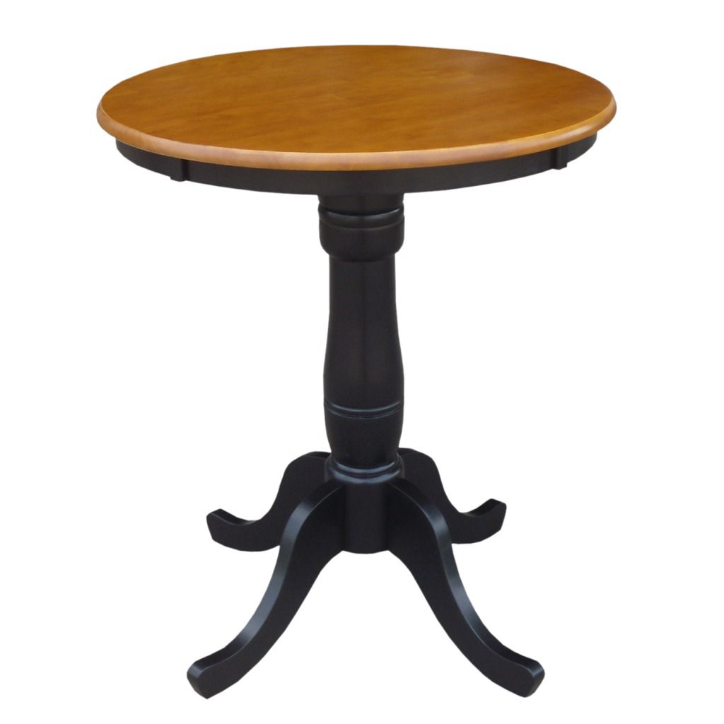 International Concepts Black/Cherry 30" Round Top Ped Table 36" High