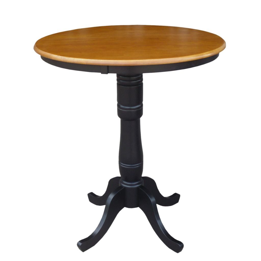 International Concepts Black/Cherry 30" Round Top Ped Table 42" High